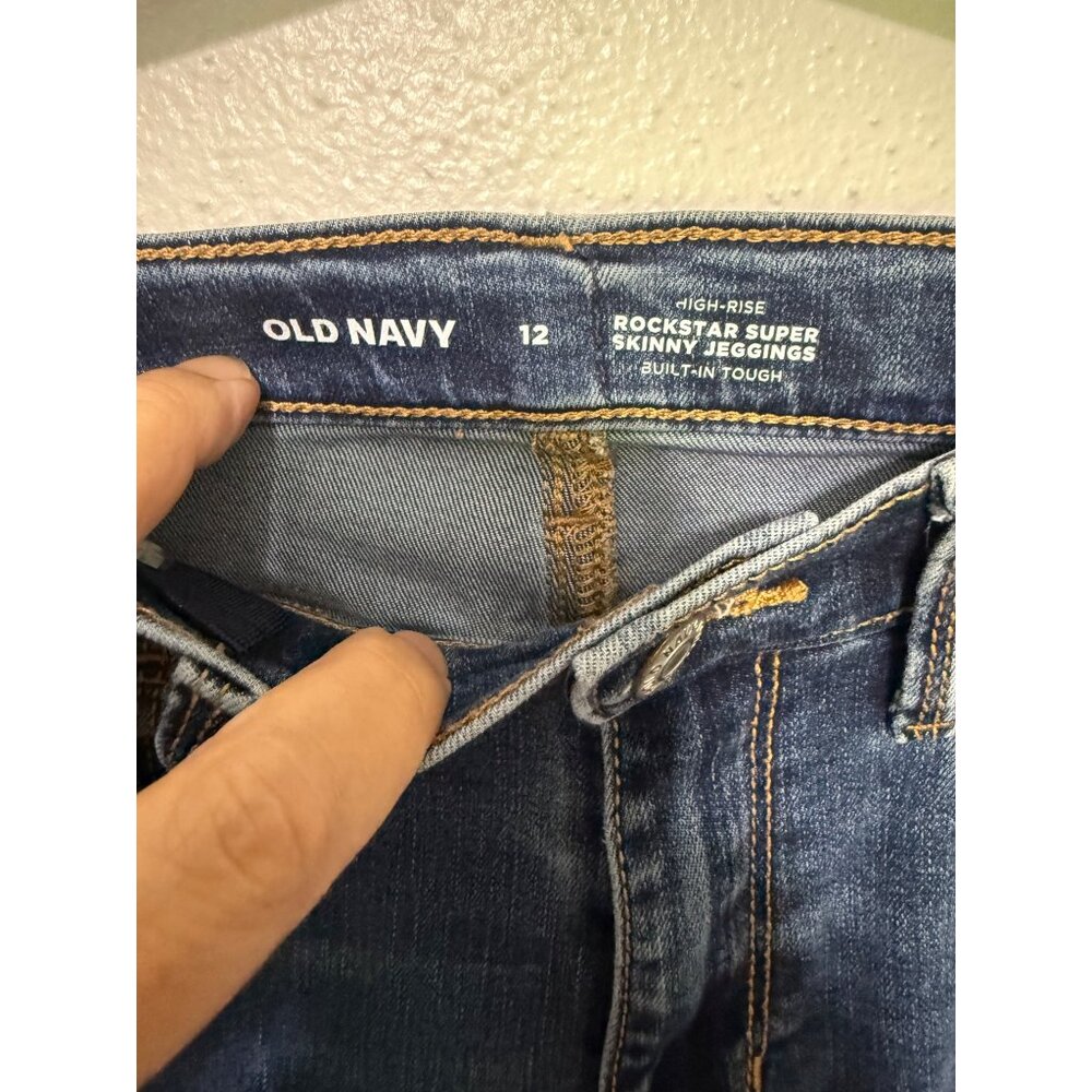 Old Navy Rockstar Super Skinny Jeggings Blue Denim Girls 12 - Picture 3 of 3